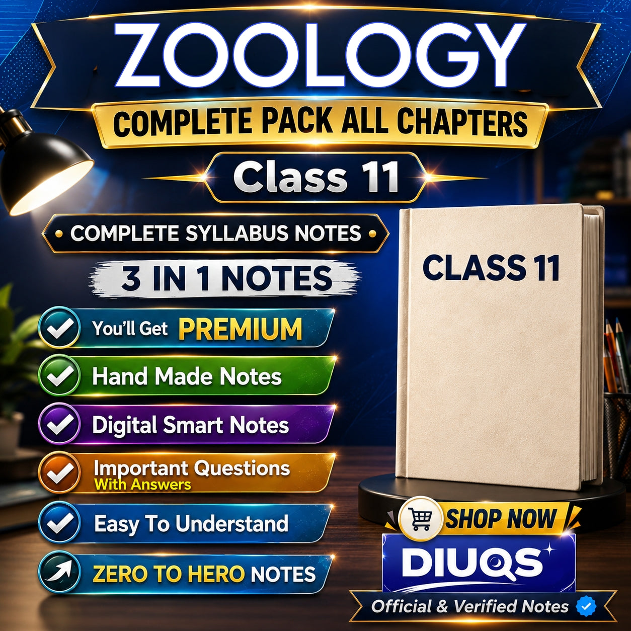 Class 11 Zoology Ultimate Full Pack (All Chapters Included) | 3 IN 1 Notes