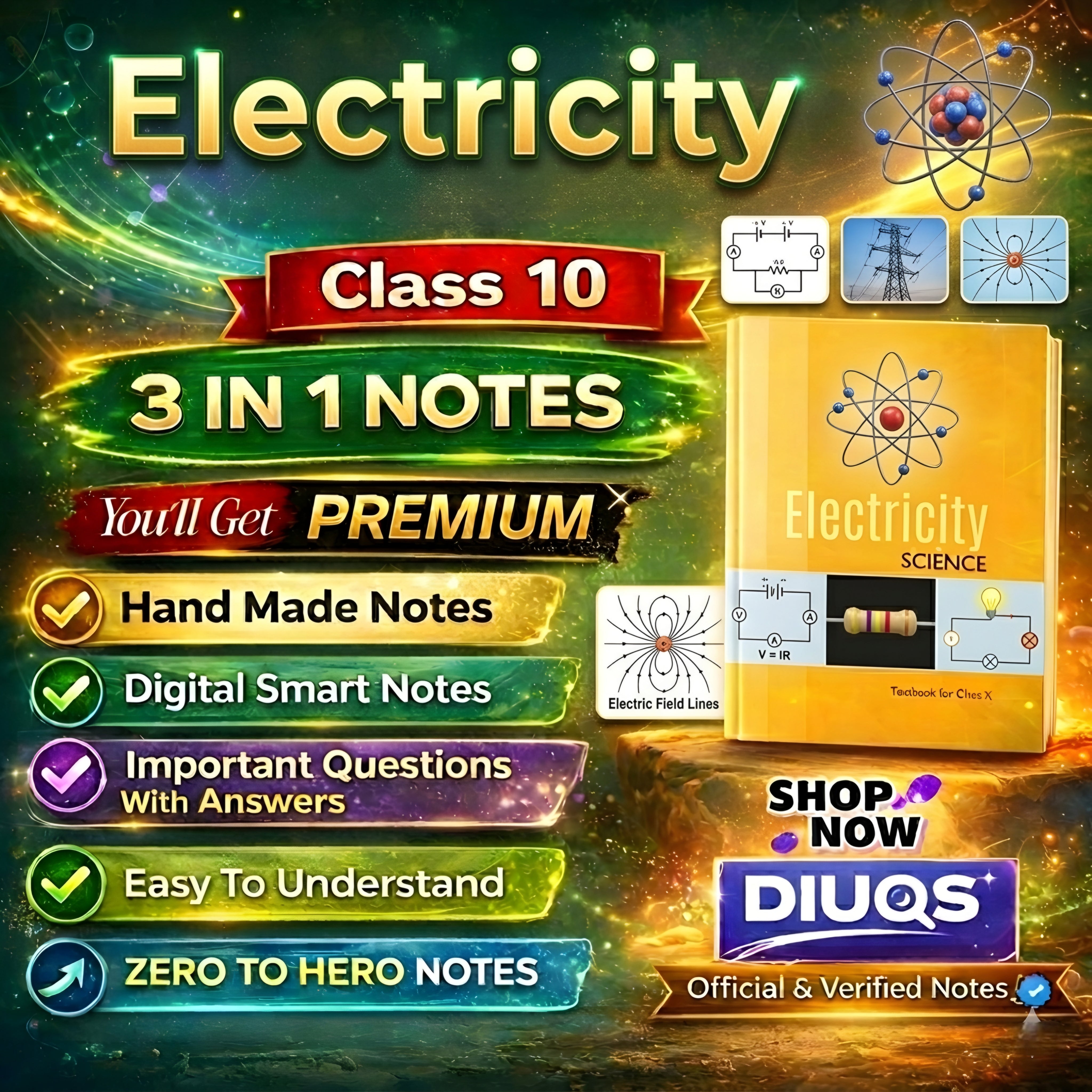 Premium Electricity (3 IN 1 NOTES) Class 10th