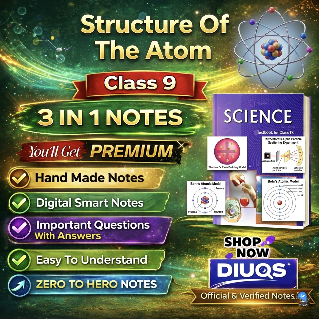 Premium Structure of the Atom (3 IN 1 NOTES) | Class 9