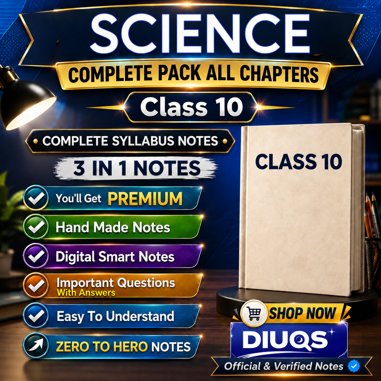Class 10 Science Complete Pack (All Chapters Included) | 3 IN 1 Notes